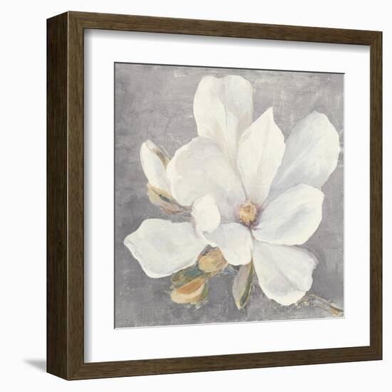 Serene Magnolia Light Gray-Julia Purinton-Framed Art Print