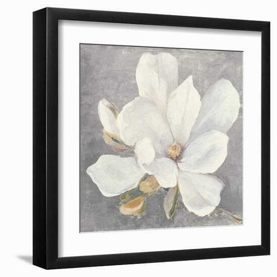 Serene Magnolia Light Gray-Julia Purinton-Framed Art Print