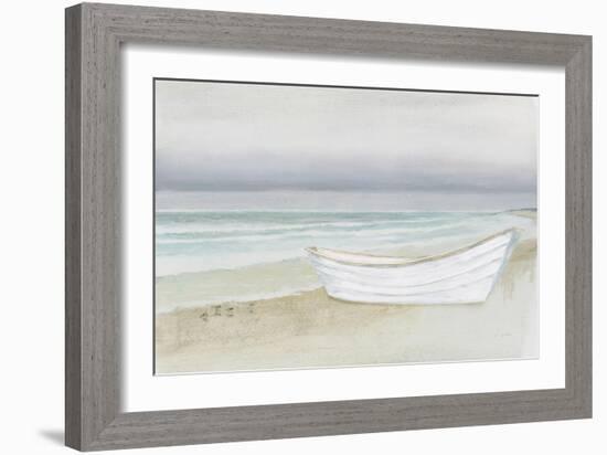 Serene Seaside with Boat-James Wiens-Framed Art Print