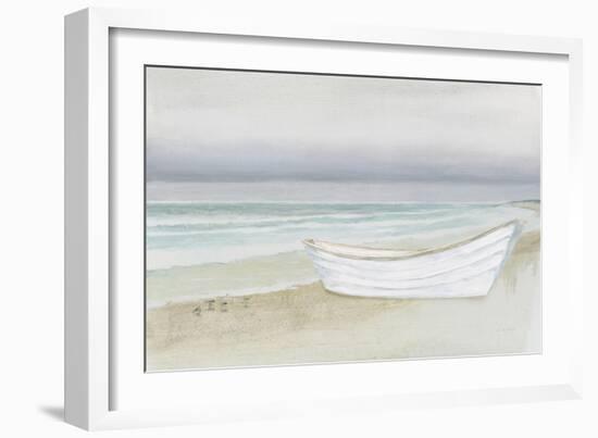 Serene Seaside with Boat-James Wiens-Framed Art Print