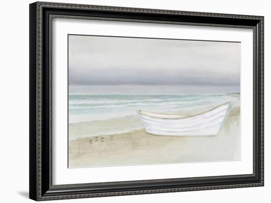 Serene Seaside with Boat-James Wiens-Framed Art Print