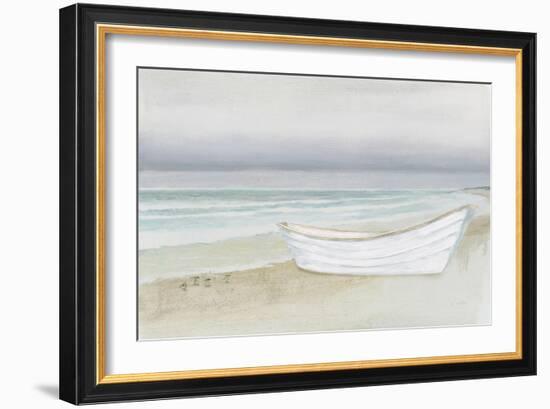 Serene Seaside with Boat-James Wiens-Framed Art Print