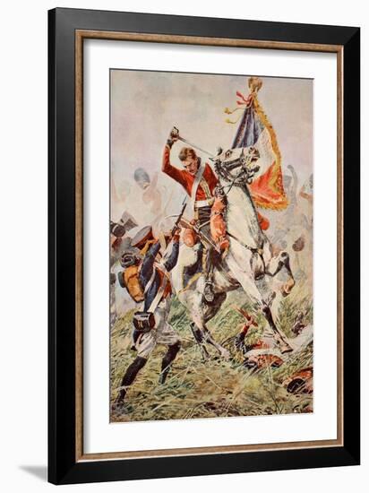 Sergeant Ewart Capturing the Eagle at Waterloo-William Barnes Wollen-Framed Giclee Print