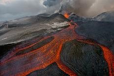 Tolbachik Volcano Erupting with Lava Flowing Down the Mountain Side-Sergey Gorshkov-Photographic Print