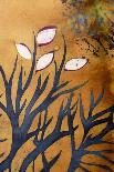 Tree Branches with Leaves on Gold Background, Hot Batik, Background Texture, Handmade on Silk, Abst-Sergey Kozienko-Premium Giclee Print