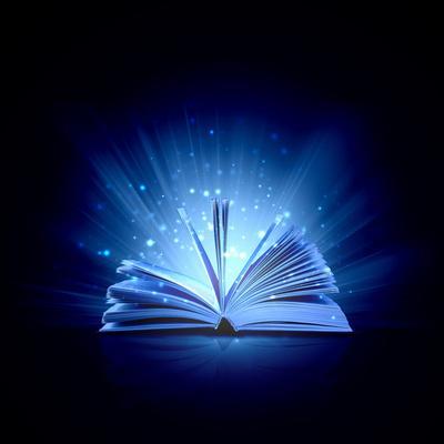 Image of Opened Magic Book with Magic Lights