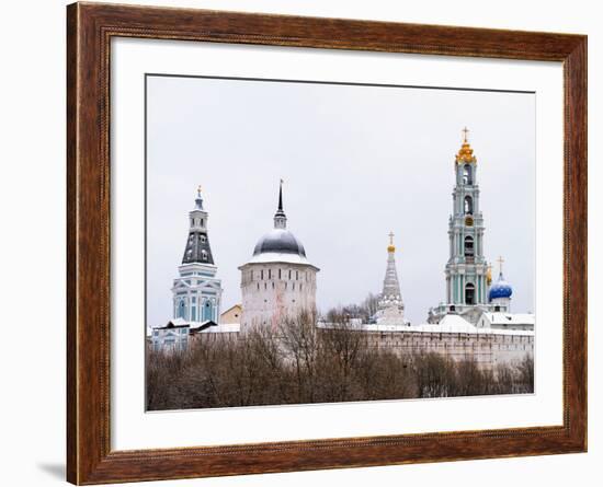 Sergiev Posad. Snow-Covered Domes of Holy Trinity-Sergius Lavra in Winter-vicsa-Framed Photographic Print