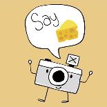 Camera Cartoon Say Cheese-Sergio Hayashi-Framed Art Print