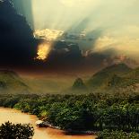 Rays on Sky over Khwae Yai River Which Is in Thailand-Sergiy Serdyuk-Framed Photographic Print