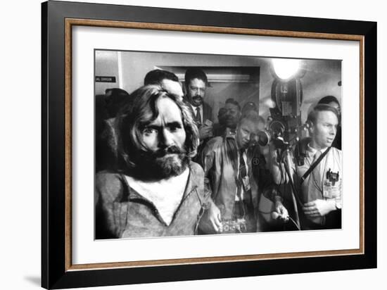 Serial Killer Charles Manson in, 1969 During His Transfer in Los Angeles-null-Framed Photo