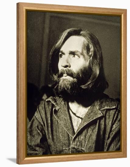 Serial Killer Charles Manson on December 3, 1969 During His Arrest in Sharon Tate Affair-null-Framed Stretched Canvas