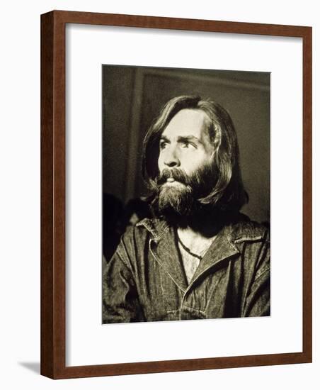 Serial Killer Charles Manson on December 3, 1969 During His Arrest in Sharon Tate Affair-null-Framed Photo