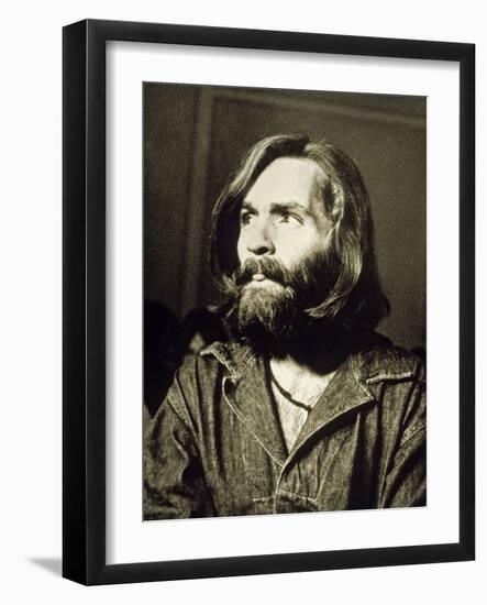 Serial Killer Charles Manson on December 3, 1969 During His Arrest in Sharon Tate Affair-null-Framed Photo