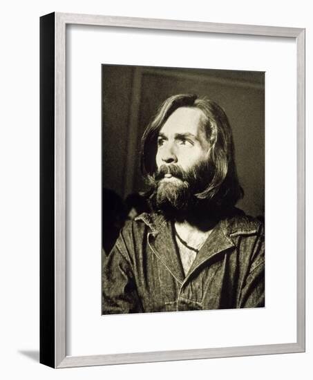 Serial Killer Charles Manson on December 3, 1969 During His Arrest in Sharon Tate Affair-null-Framed Photo