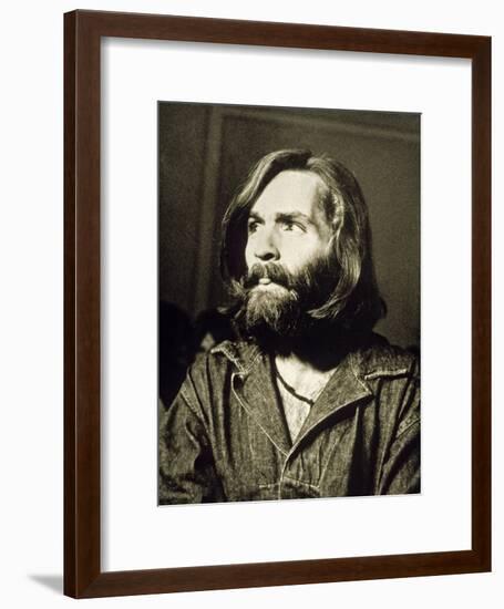 Serial Killer Charles Manson on December 3, 1969 During His Arrest in Sharon Tate Affair-null-Framed Photo