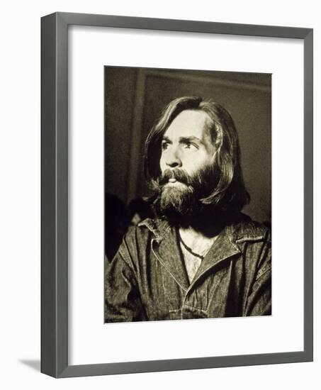 Serial Killer Charles Manson on December 3, 1969 During His Arrest in Sharon Tate Affair-null-Framed Photo