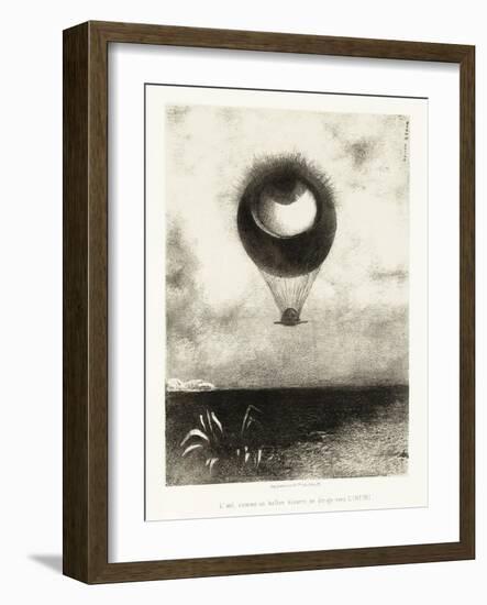 Serie D'illustration Pour Edgar Poe :  L'oeil, Comme Un Etrange Ballon, Monte Vers L'infini  (The E-Odilon Redon-Framed Giclee Print