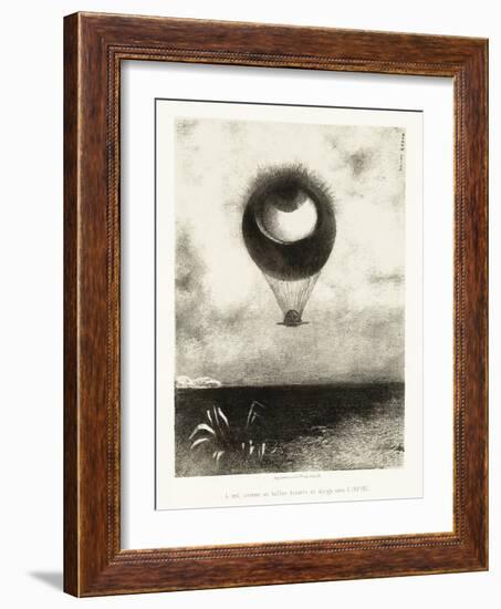 Serie D'illustration Pour Edgar Poe :  L'oeil, Comme Un Etrange Ballon, Monte Vers L'infini  (The E-Odilon Redon-Framed Giclee Print