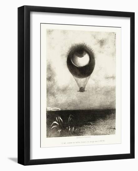 Serie D'illustration Pour Edgar Poe :  L'oeil, Comme Un Etrange Ballon, Monte Vers L'infini  (The E-Odilon Redon-Framed Giclee Print