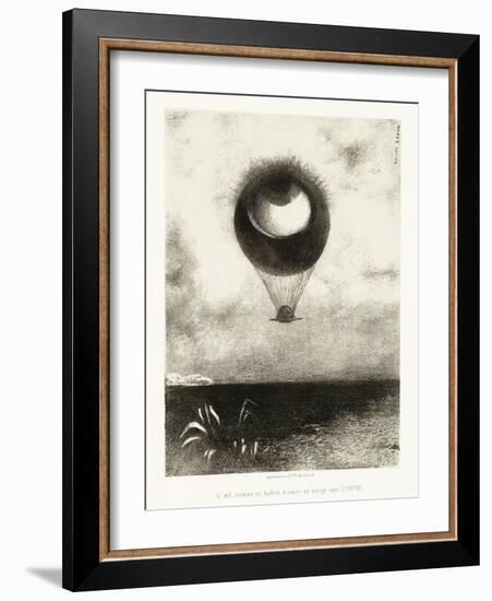 Serie D'illustration Pour Edgar Poe :  L'oeil, Comme Un Etrange Ballon, Monte Vers L'infini  (The E-Odilon Redon-Framed Giclee Print