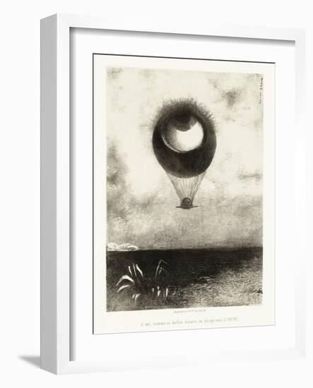 Serie D'illustration Pour Edgar Poe :  L'oeil, Comme Un Etrange Ballon, Monte Vers L'infini  (The E-Odilon Redon-Framed Giclee Print