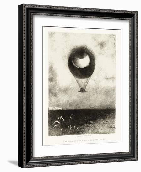 Serie D'illustration Pour Edgar Poe :  L'oeil, Comme Un Etrange Ballon, Monte Vers L'infini  (The E-Odilon Redon-Framed Giclee Print