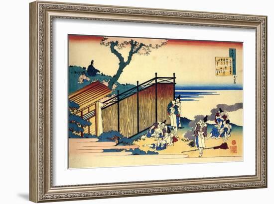 Serie De Cent Poemes De Cent Poetes :  Onakatomi No Yoshinobu  Estampe De Katsushika Hokusai (1760--Katsushika Hokusai-Framed Giclee Print