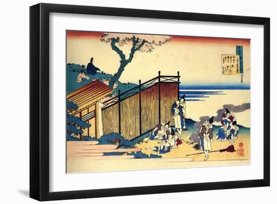 Serie De Cent Poemes De Cent Poetes :  Onakatomi No Yoshinobu  Estampe De Katsushika Hokusai (1760--Katsushika Hokusai-Framed Giclee Print