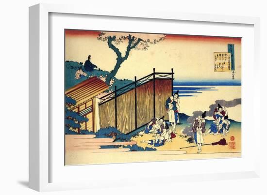 Serie De Cent Poemes De Cent Poetes :  Onakatomi No Yoshinobu  Estampe De Katsushika Hokusai (1760--Katsushika Hokusai-Framed Giclee Print