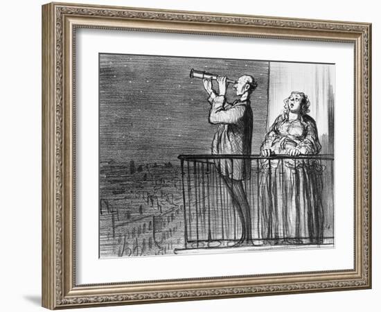 Series Actualites, the Comet, Parisiens Incredules, Plate 394, Le Charivari, 1st May 1857-Honore Daumier-Framed Giclee Print