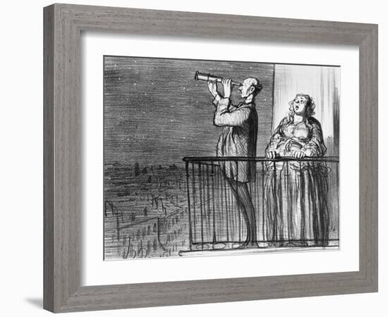 Series Actualites, the Comet, Parisiens Incredules, Plate 394, Le Charivari, 1st May 1857-Honore Daumier-Framed Giclee Print