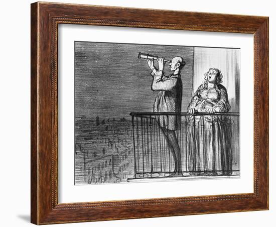 Series Actualites, the Comet, Parisiens Incredules, Plate 394, Le Charivari, 1st May 1857-Honore Daumier-Framed Giclee Print