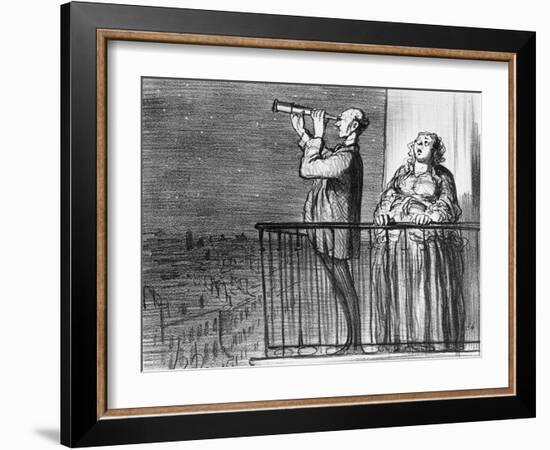 Series Actualites, the Comet, Parisiens Incredules, Plate 394, Le Charivari, 1st May 1857-Honore Daumier-Framed Giclee Print