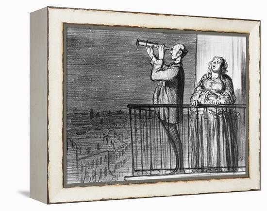 Series Actualites, the Comet, Parisiens Incredules, Plate 394, Le Charivari, 1st May 1857-Honore Daumier-Framed Premier Image Canvas