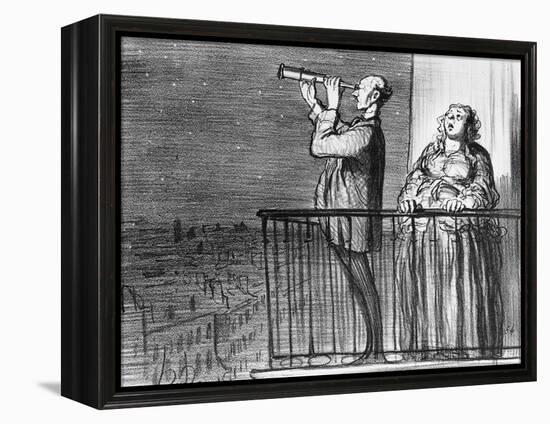 Series Actualites, the Comet, Parisiens Incredules, Plate 394, Le Charivari, 1st May 1857-Honore Daumier-Framed Premier Image Canvas