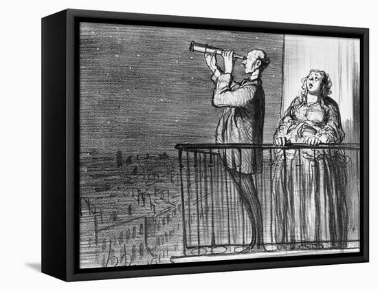 Series Actualites, the Comet, Parisiens Incredules, Plate 394, Le Charivari, 1st May 1857-Honore Daumier-Framed Premier Image Canvas