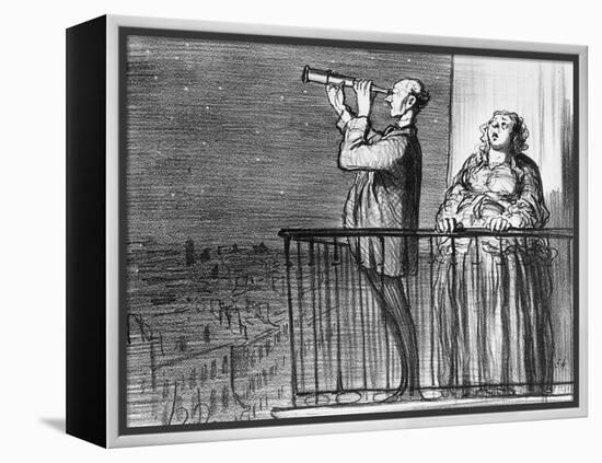 Series Actualites, the Comet, Parisiens Incredules, Plate 394, Le Charivari, 1st May 1857-Honore Daumier-Framed Premier Image Canvas