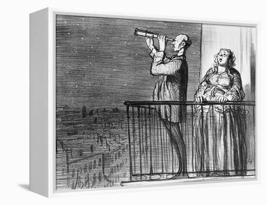 Series Actualites, the Comet, Parisiens Incredules, Plate 394, Le Charivari, 1st May 1857-Honore Daumier-Framed Premier Image Canvas