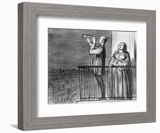 Series Actualites, the Comet, Parisiens Incredules, Plate 394, Le Charivari, 1st May 1857-Honore Daumier-Framed Giclee Print