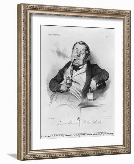 Series Galerie Physionomique, a True Smoker, 1836-Honore Daumier-Framed Giclee Print