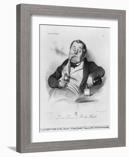 Series Galerie Physionomique, a True Smoker, 1836-Honore Daumier-Framed Giclee Print