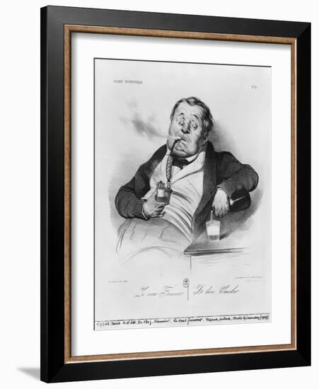 Series Galerie Physionomique, a True Smoker, 1836-Honore Daumier-Framed Giclee Print