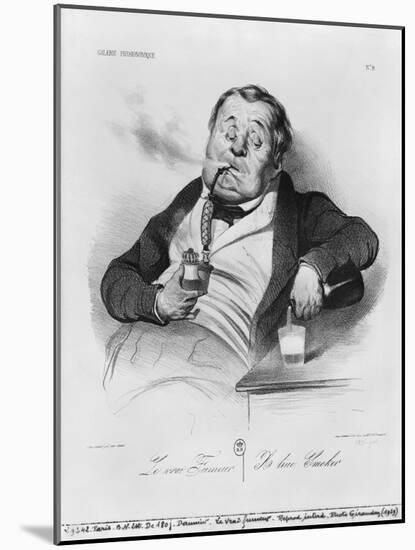 Series Galerie Physionomique, a True Smoker, 1836-Honore Daumier-Mounted Giclee Print