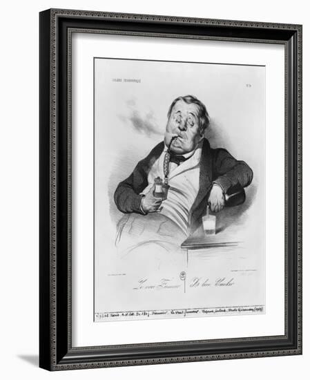 Series Galerie Physionomique, a True Smoker, 1836-Honore Daumier-Framed Giclee Print