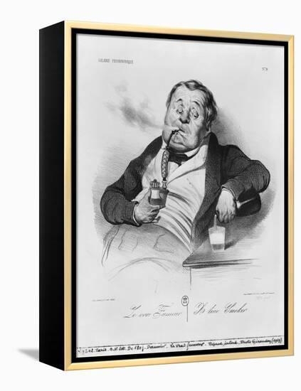 Series Galerie Physionomique, a True Smoker, 1836-Honore Daumier-Framed Premier Image Canvas