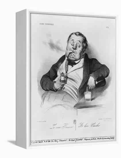 Series Galerie Physionomique, a True Smoker, 1836-Honore Daumier-Framed Premier Image Canvas