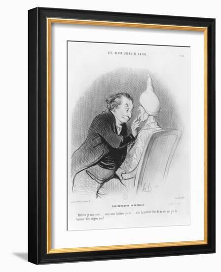 Series 'Les beaux jours de la vie', A Happy Find, illustration from 'Le Charivari', 11th September-Honore Daumier-Framed Giclee Print