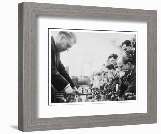 Serious Thought at a Chess Match-Henry Grant-Framed Photographic Print