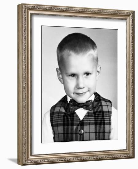 Serious Young School Boy in Portrait, Ca. 1962-Kirn Vintage Stock-Framed Photographic Print