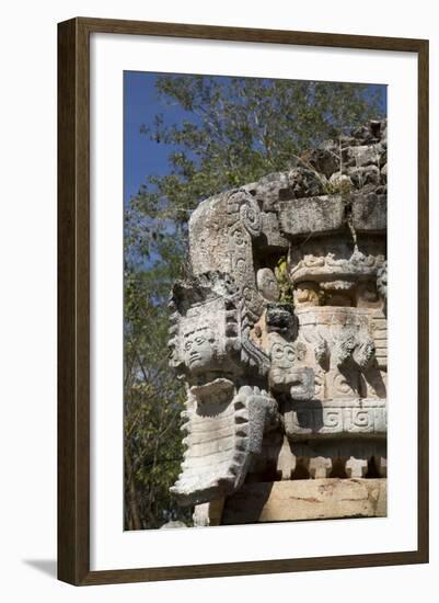 Serpent's Head with Human Face, the Palace, Labna, Mayan Ruins, Yucatan, Mexico, North America-Richard Maschmeyer-Framed Photographic Print